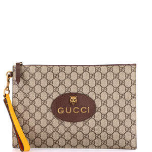 Gucci Neo Vintage Wristlet Pouch GG Coated Canvas